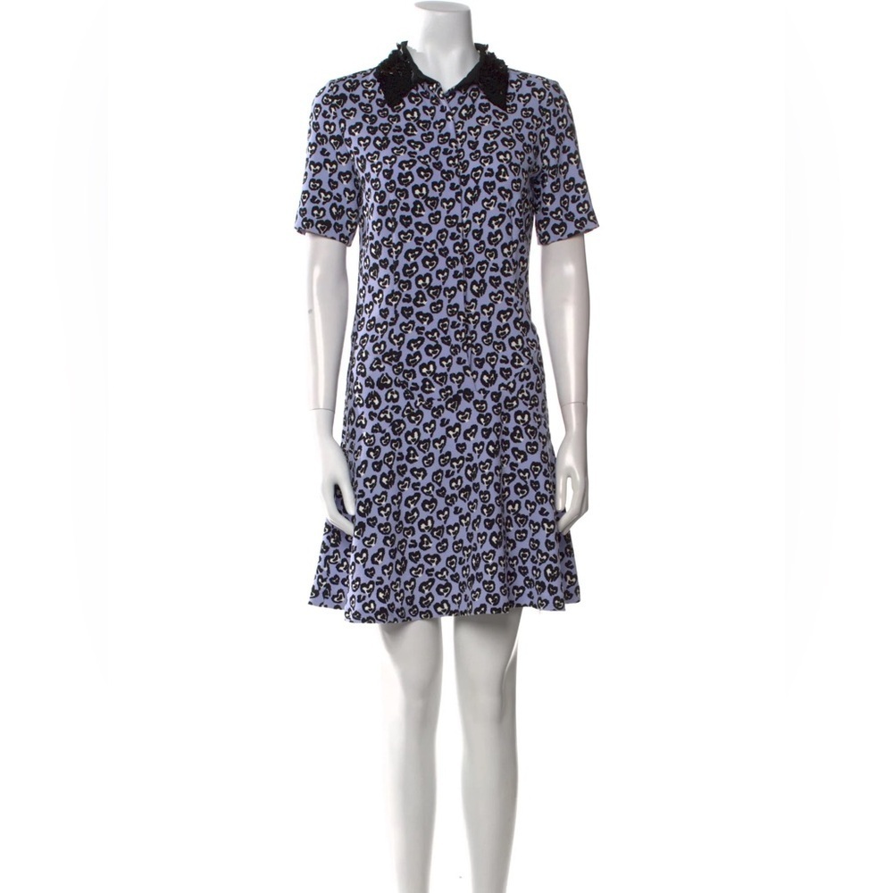 Sandro Lilac & Black Love Heart Leopard Print Dress - Picture 9 of 9